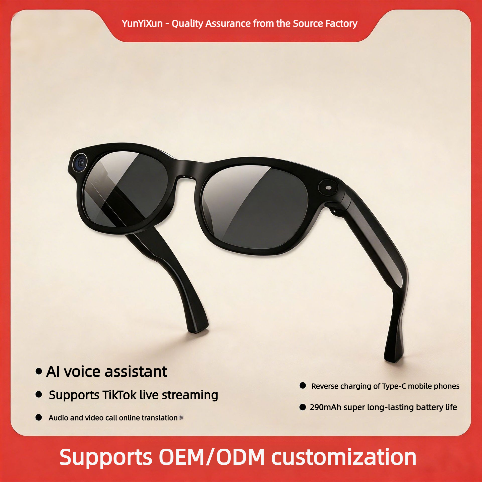 Cross-border supplyCY03aiSmart Glasses for Real-Time Translation800Thousand voice commands control video recording and live streaming