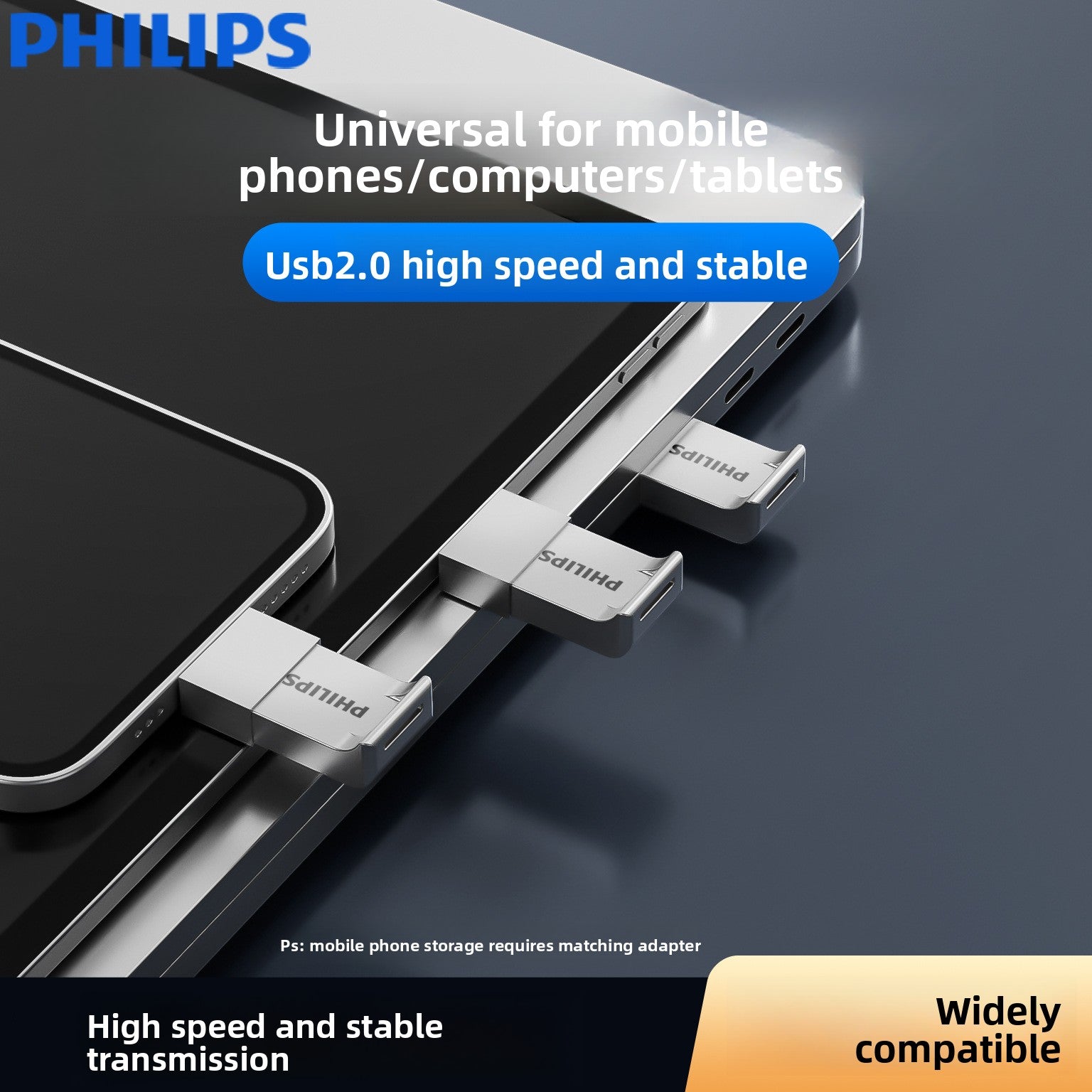 PhilipsuSmall capacity gift mini USB drive for outdoor office business, portable for mobile phones, computers, and tablets