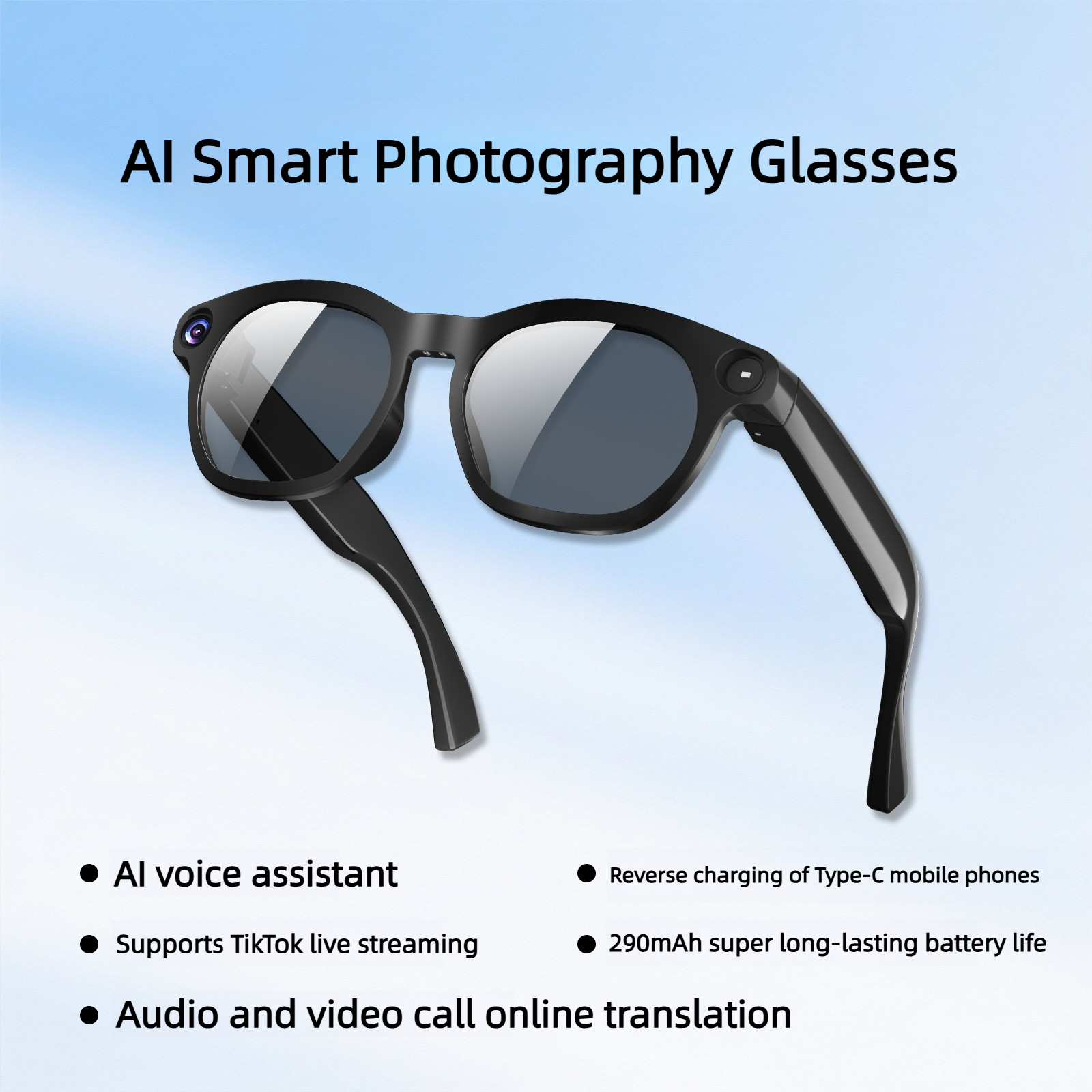 Cross-border supplyCY03aiSmart Glasses for Real-Time Translation800Thousand voice commands control video recording and live streaming